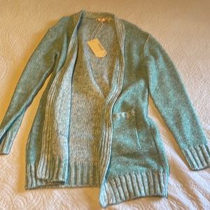Cozy mint green/gray cardigan